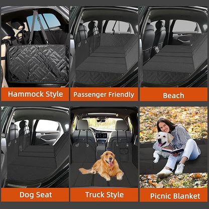 MIROZO Dog Car Seat Cover for Back Seat Hard Bottom,Back Seat Extender for Dogs, 600D Heavy Dog Car Seat Cover Pet Seat Cover Large Space Travel Bag for Dog with 5-Fold Bottom for Truck Car SUV