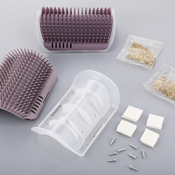 6 Pack Cat Corner Scratcher with Catnip 5.1'' Small Self Grooming Wall Corner Grooming Softer Massage Combs for Long and Short Fur Cats Dogs