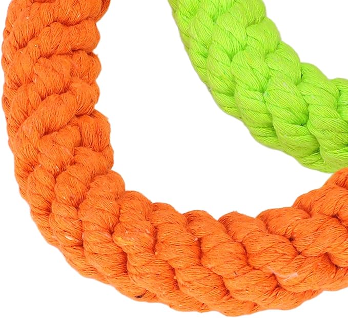 2pcs Rings Dog Toy, Cotton Rope Dog Chew Toys Puppy Rope Training Toys, Pets Interactive Tug Toys for Samll Medium Dogs Teething Cleaning Training and Playing