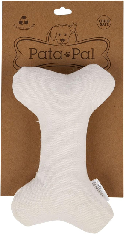 Durable Tough Cotton Canvas Squeaky Dog Toy, Eco-Friendly Interactive Chew Toy for Small, Medium & Large Dogs, T-Bone (White)