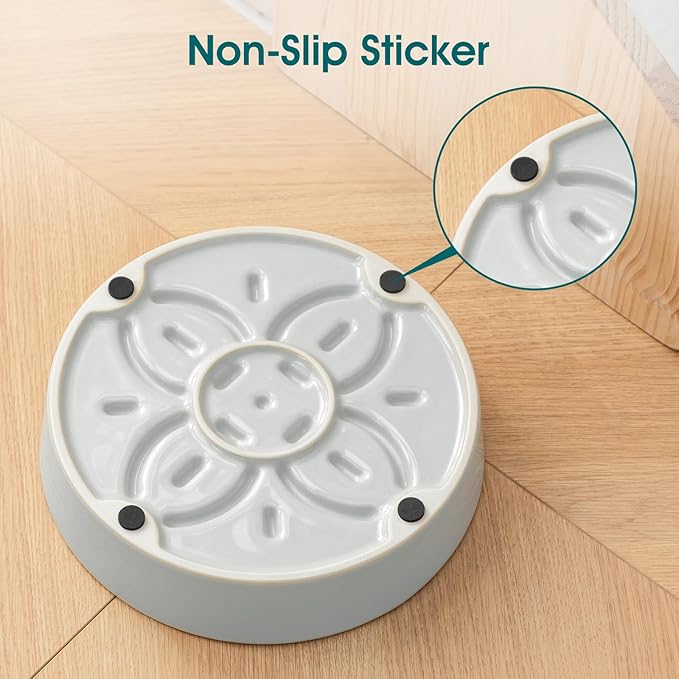 vancasso Ceramic Slow Feeder Dog Bowls, Puzzle Dog Food Bowls with Floral Maze, Anti -Slip Pet Food Dish for Medium Breed, 1.5 Cups, Grayish Cyan