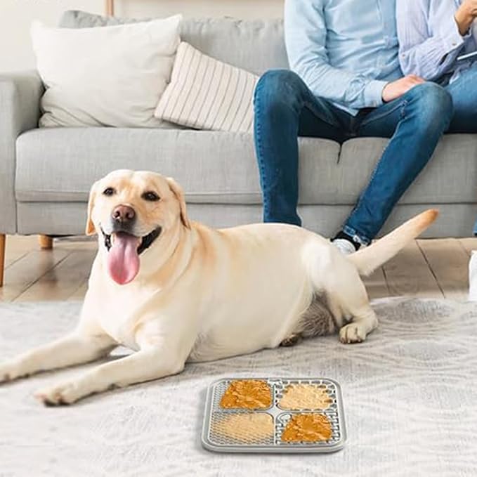 Dog Lick Mat, Dog Slow Feeder, Non-Slip Design Lick Mat for Dogs and Cats, Boredom and Anxiety Reducer,Suitable for Treats, Yogurt, Peanut Butter (1Pack Grey)