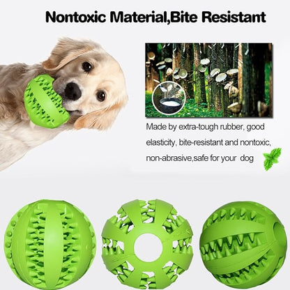 Idepet Dog Toy, Nontoxic Bite Resistant Toy for Pet Dogs Puppy Cat, Dog Pet Food Treat Feeder Chew Tooth Cleaning Exercise Game IQ Training Ball (3.15 inch, Blue&Green)