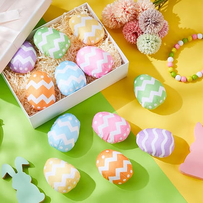 Leyndo 12 Pieces Dog Easter Eggs Bulk Pastel Egg Squeaky Dog Gift Plush Stuffed Pet Gifts for Medium Small Dogs Teething Chew Easter Costume Pet