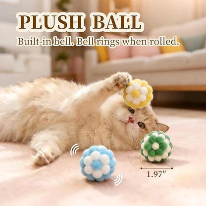 Cat Toys for Indoor Cats, a Set of 25 Interactive cat Toys, Including Colorful Springs, Squeaky Balls, Rainbow Balls, Feather Bouncy Balls, Bell Balls, and Many Other Kitten Toys.