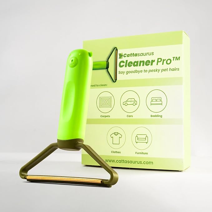 Cattasaurus Cleaner Pro Pet Hair Remover - Special Cat & Dog Hair Remover Multi Fabric Edge and Carpet Scraper, Cat Hair Remover for Couch, Pet Bed, Pet Towers, Furniture, Car Mat & Rugs