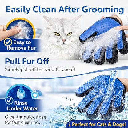 Pet Hair Remover Gloves – Gentle Grooming & Shedding Brush for Dogs, Cats & Horses – Suitable for Long & Short Hair Removal Mitt with Adjustable Wrist Strap Pack of 1