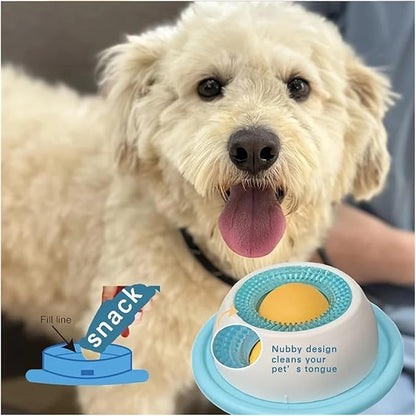 Slow Feeder Lick Mat for Dogs & Cats - Interactive Pet Licking Mat with Dental Health Benefits, Puzzle Snack Bowl for Treats, Yogurt, and Food(E)