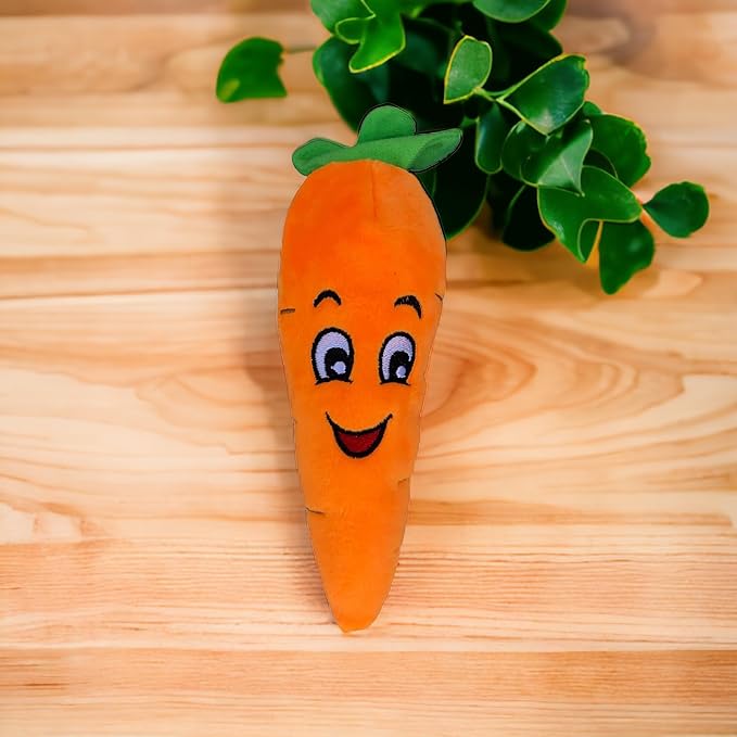 Glow Pups Carrot Shaped Plush Dog Toy, Dog Toy with Squeaker for Small and Medium Size Dogs (Carrot)
