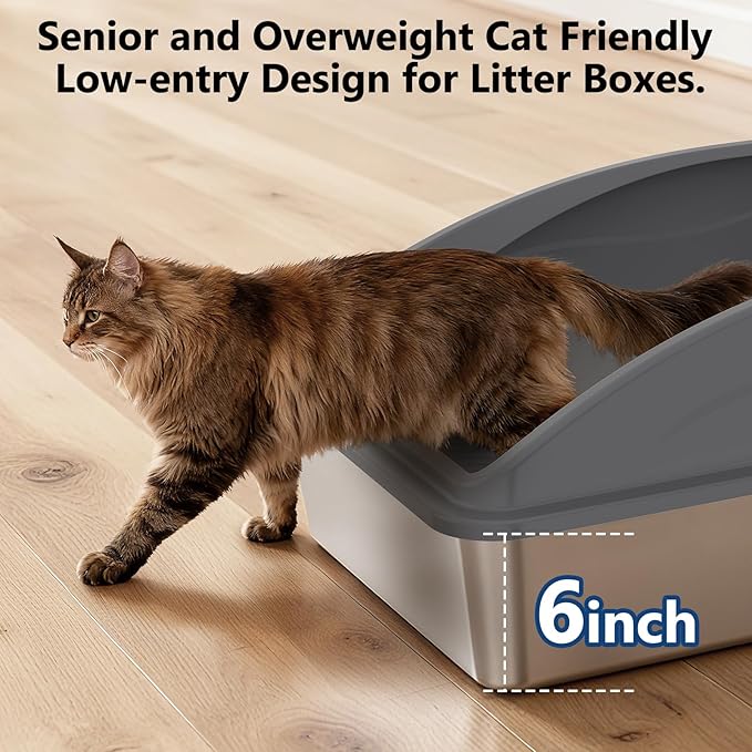Extra Large XXXL Stainless Steel Litter Box, 28" L x 20" W x 12.2" H Super Large Stainless Steel Litter Box, Suitable for Large Cats and Multiple Cats, Non-Sticky, Anti-Leakage, Easy to Clean