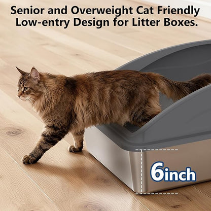 Extra Large XXXL Stainless Steel Litter Box, 28" L x 20" W x 12.2" H Super Large Stainless Steel Litter Box, Suitable for Large Cats and Multiple Cats, Non-Sticky, Anti-Leakage, Easy to Clean