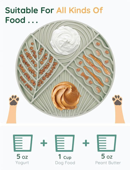 Slow Feeder Dog Bowls, Lick Mat for Dog, Silicone Dog Feeding Bowls with Suction Cups, Green