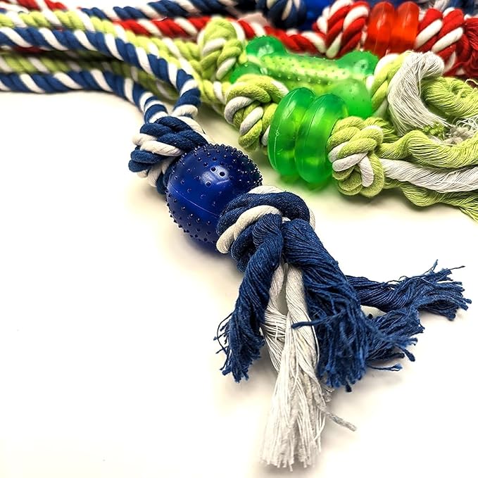 Treasure Gurus Aggressive Dogs Rope Chew Toy Dog Chewers Puppy Toys Pet Tug of War Teething Play Game
