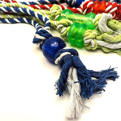 Treasure Gurus Aggressive Dogs Rope Chew Toy Dog Chewers Puppy Toys Pet Tug of War Teething Play Game