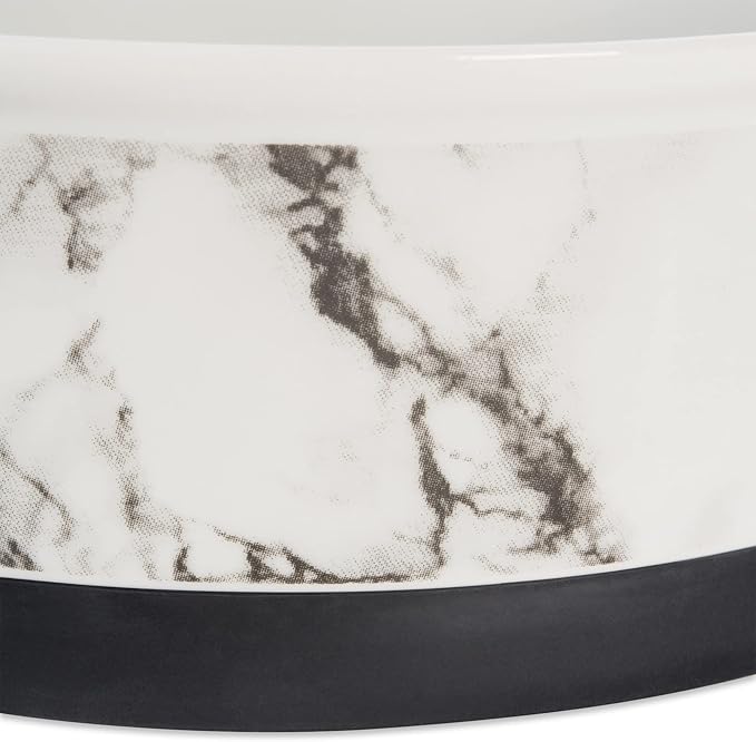 Bone Dry Pet Bowl Collection Ceramic Set, Small, Marble, 2 Count White