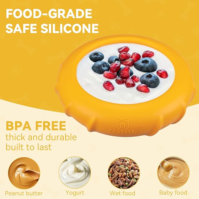 Dog Lick Bowl, Bestalk Wobbly Freeze Bowl Enrichment Feeder for Dogs, Anxiety Relief Lick Mat Puzzle Toy for Distraction, BPA Free Silicone, Dishwasher Safe(Orange,S)