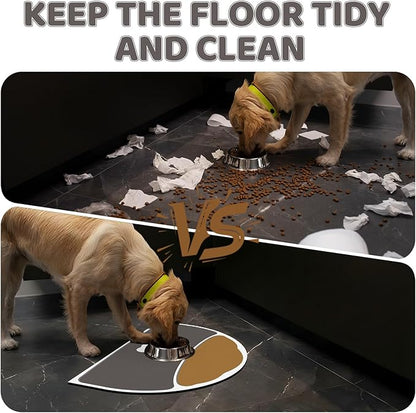 Absorbent Dog Food Mat, 20''x12'' Easy Clean Dog Mat for Bowls, No Stains Quick Dry Pet Water Mats Protect Floor, Avoid Water Spilling Small Feeding Mats for Dogs & Cats, Gray & Brown