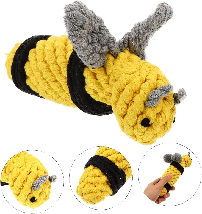 1pc Bee Pet Toy Dogman Toys Bee Toy Small Dog Chew Toys Dog Rope Toys Sound Dog Toys Puppy Toys Dog Teasing Toys Dog Training Toys Teasing Toys for Dogs Cotton Rope Yellow Knot