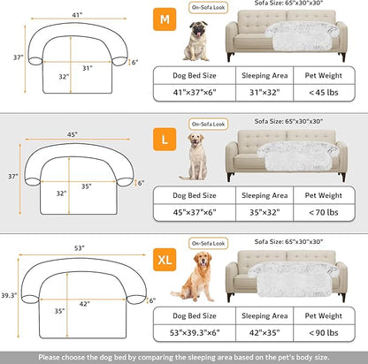 Calming Dog Bed Fluffy Plush Dog Mat for Furniture Protector with Removable Washable Cover for Large Medium Small Dogs and Cats (Large, Light Grey)