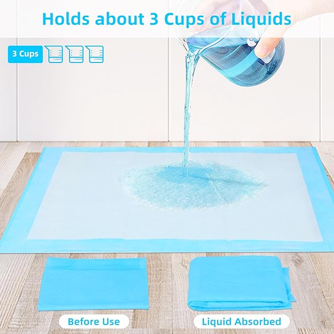 FluffyDream Super Absorbent Waterproof Dog and Puppy Pet Training Pad, Housebreaking Pet Pad,Blue (23.6"x23.6"（100PCS）)