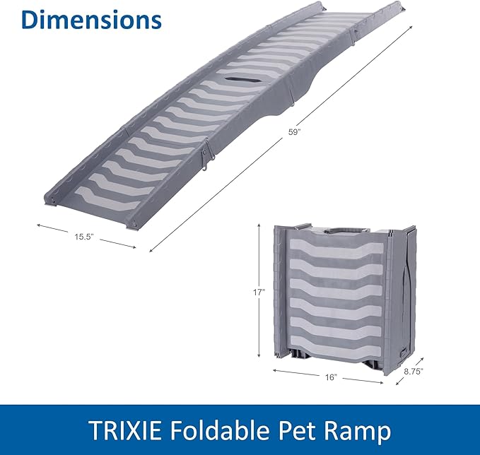 TRIXIE 59-in Pet Ramp for Small to Medium Dogs up to 55 lbs, Foldable and Lightweight Easy to Store