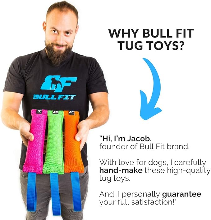 K9 Dog Bite Tug Toy - Made of Durable & Tear-Resistant French Linen - Perfect for Tug of War, Fetch & Puppy Training - Ideal for Medium to Large Dogs - Tough Pull Toy with Strong Handle & Stitching