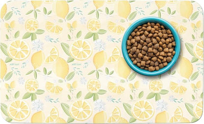 Patterned Cat & Dog Bowl Mat for Food and Water, 17"×30" Quick Dry Absorbent Pet Feeding Mat, Eco-Friendly Dog Placemat