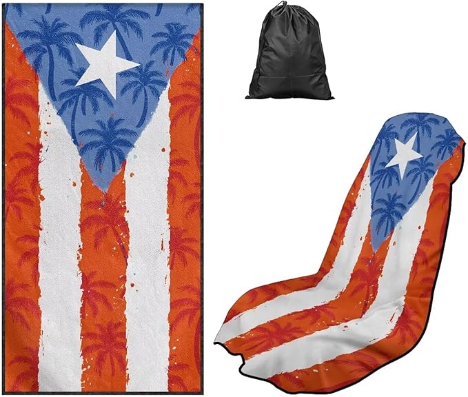 SEANATIVE Car Seat Towel Cover, Universal Car Seat Cover and Changing Towel, Super Absorbent Transition & Seat Wrap, Ideal for Gym Swimming Surfing Running, Puerto Rico Palm Print