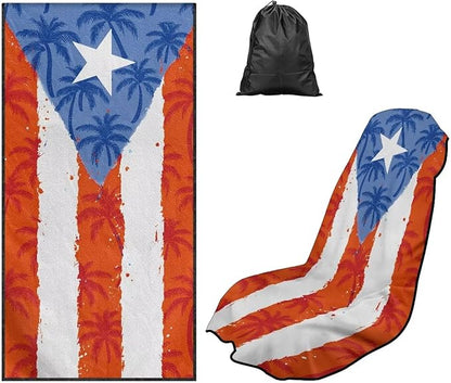 SEANATIVE Car Seat Towel Cover, Universal Car Seat Cover and Changing Towel, Super Absorbent Transition & Seat Wrap, Ideal for Gym Swimming Surfing Running, Puerto Rico Palm Print
