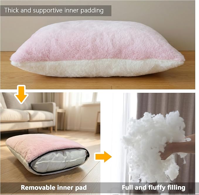 Cat Bed for Indoor Cats，Foldable cat cave，Anti-Slip & Water-Resistant Bottom，cat Houses for Indoor Cats or Small Dogs, Kitten Tent, Rabbit Bed (Pink, L:(17.5"×16.9"×15.9"))
