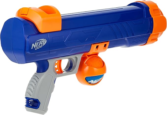 Nerf Dog Tennis Ball Blaster Dog Toy Blue/Orange, 16 Inch Compact Blaster with 1 Ball