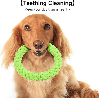 Cyrank 2PCS Ring Dog Toy, Indestructible Cotton Rope Toy for Dog Teething, Cleaning, Playing & Training, Medium & Large Dogs
