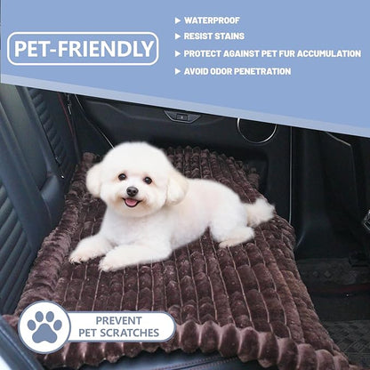 Waterproof Backseat Pet Bed Mat,Soft Plush Pet Seat Cover, Thickened Backseat Dog Bed Mat, Washable & Non-Slip Travel Pet Mat for Small Medium Dogs, Fits Car, Truck & SUV
