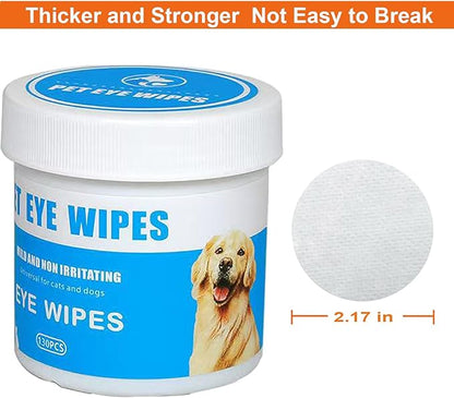 Dog Eye Wipes for Tear Stain Removal, Vet-Recommended Dog Eye Infection Treatment, Natural Dog Wipes for Discharge, Pet Eye Cleaner for Dogs&Cats, Gentle & Safe Pet Wipes for Sensitive Skin, 130 Count