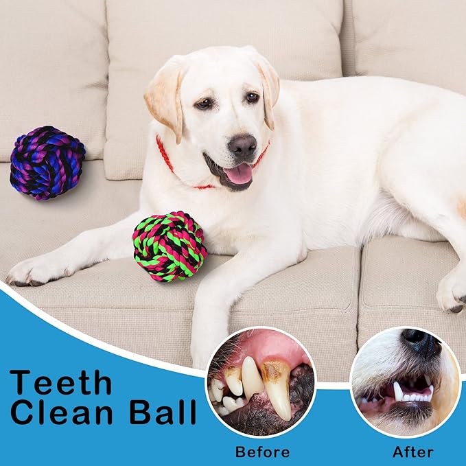 18 Pcs Dog Rope Ball Dog Rope Toy for Aggressive Chewer Toy for Small Medium Puppy Ball for Puppies Pack for Teething Chew Biting Training 2.17 Inches