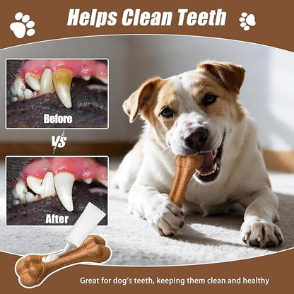 SCHITEC Dog Bone Chew Toys for Small & Medium Dogs, Beef Flavor Teething Toy, Durable Dog Toys for Aggressive Chewers, Teeth Cleaning, 5Pcs