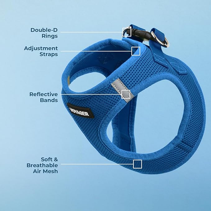 Best Pet Supplies Voyager Step-in Air Harness - All Weather Mesh, Reflective, No Pull Harness for Dogs, Cats - Secure with Hook & Loop Fastener, Buckle, Double D-Rings - Royal Blue, XS