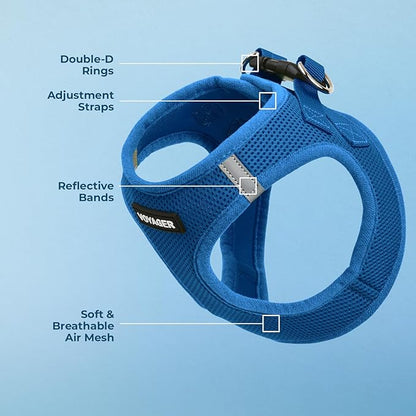 Best Pet Supplies Voyager Step-in Air Harness - All Weather Mesh, Reflective, No Pull Harness for Dogs, Cats - Secure with Hook & Loop Fastener, Buckle, Double D-Rings - Royal Blue, S