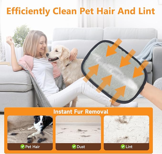 Pet Hair Removal Glove,2 Pcs Newly Upgraded Pet Hair Remover Gloves for Cats & Dogs,9.45″ x 7.1″ Large Electrostatic Pet Hair Gloves,Reusable Pet Hair Remover Tool For Couch Clothes Carpet Car Seat