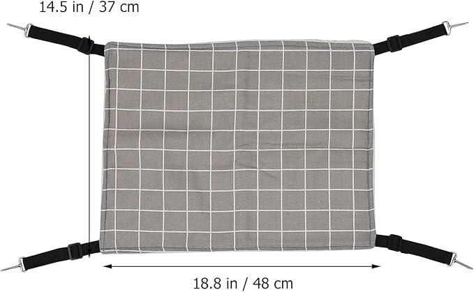 IMIKEYA Warm Cat Hanging Hammock with Fleece Lining, Gray Plaid Medium Pet Sleeping Bed for Cats, Guinea Pigs, and Small Animals, Washable Indoor Animal Hanging Bed for Fall and Winter