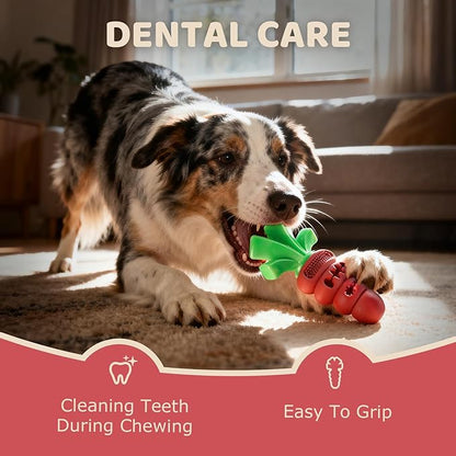 Indestructible Dog Toys for Aggressive Chewers – Heavy Duty Beef-Flavored Chew Toys for Large & Medium Dogs (20-70 lbs), Dental Teeth Cleaning, Holiday Dog Gift (Red)