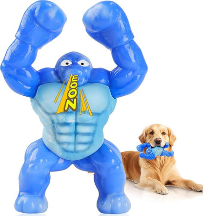 Furdog Dog Toys for Aggressive Chewers, Indestructible Chew Toys for Medium Large Breeds(20-80lb), Durable Squeaky Tough Dog Toy to Keep Them Busy (Bacon Flavor, Blue)