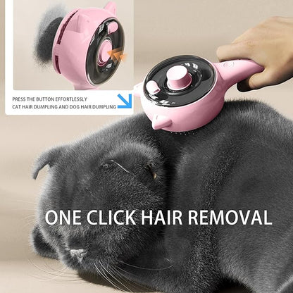 Steam Pet Grooming Brush for Cats & Dogs, Spray Silicone Deshedding Brush Reduces Shedding & Static, One-Click Fur Removal, Rechargeable Cat Dog Grooming Tool, Pink