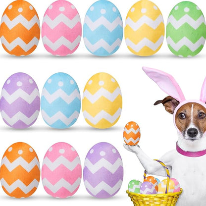 Leyndo 12 Pieces Dog Easter Eggs Bulk Pastel Egg Squeaky Dog Gift Plush Stuffed Pet Gifts for Medium Small Dogs Teething Chew Easter Costume Pet