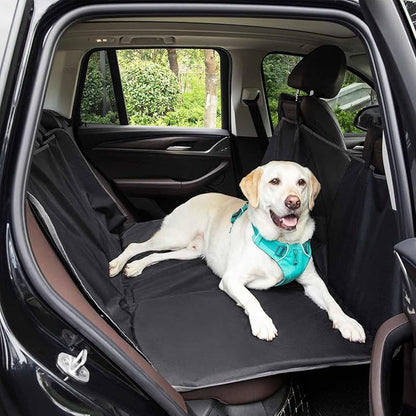 BORKIN Back Seat Extender for Dogs, Hard Bottom Dog Car Seat Cover with AC mesh Vent, Waterproof Dog Backseat Cover for Car, Foldable Dog Hammock for Car Travel