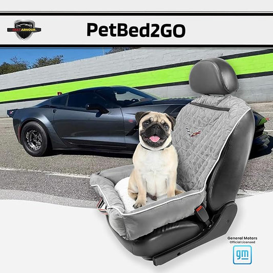 Seat Armour - PetBed2GO for Corvette C7 - Grey Pet Bed Cushion & Car Seat Cover, 26x20x6, 3.5 lbs