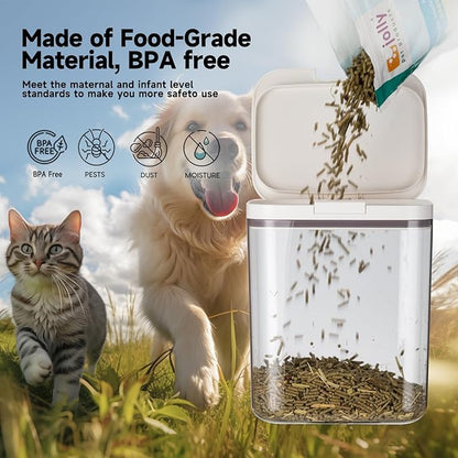 LivLab Mker Dog Food Storage Container 5 lbs Airtight Pet Food Storage Containers with Lids, Cat Food Container, BPA Free, Rice Container, Flour Dispenser(6 lbs), white