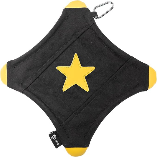 TSPRO Tactical Star-Shaped Dog Flying Disc, Anti-Rip Nylon Toy for Aggressive Chewers & Medium-Large Dogs, Water Floating Lightweight for Beach/Camping/Park/Backyard Training (9", Black)