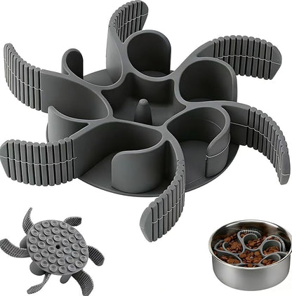 Dog Slow Feeder Bowls Silicone Spiral Pet Food Feeder Insert to Slow Down Eating for Large Medium Small Breed Dogs Perfect with Stainless Steel Glass Ceramic Pet Bowls (Grey)