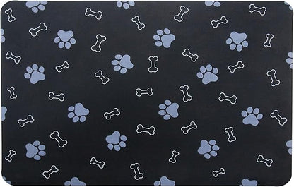 Pet Cat Dog Food Mat Non Slip Mat for Dog Water Bowl Mat Quick Dry Absorbent Cat Feeding Mat, 32 * 17 in, Black